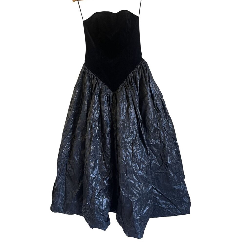 Jan Barboglio Black Strapless Midi Dress